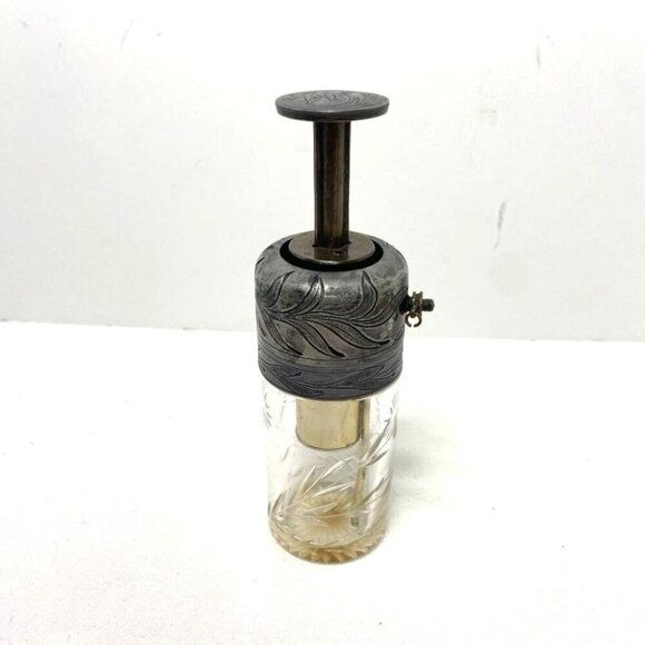 Antique Theophilus Martin French Cut Crystal & Silver Toned Atomizer Refillable - Picture 1 of 10